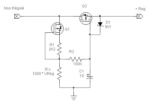 Gradual mosfet regulated power supply